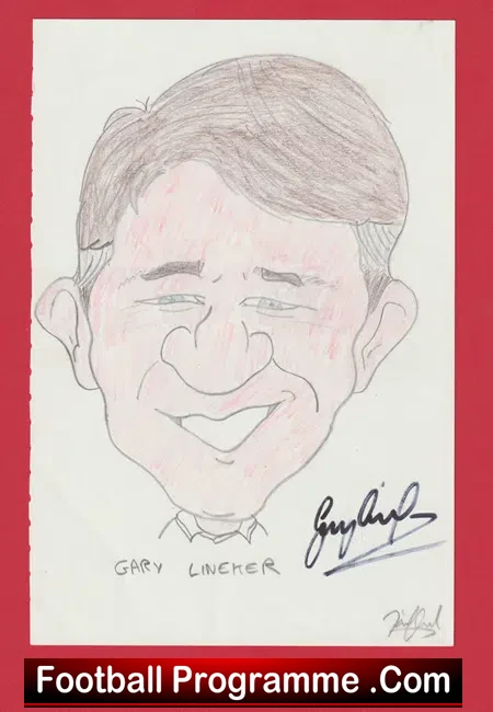 Football Caricature – Gary Lineker – Signed Autograph Tottenham