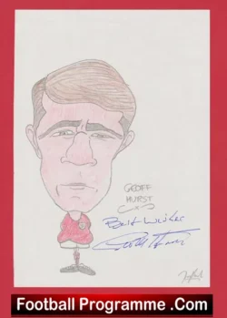 Football Caricature - Geoff Hurst - Signed Autograph West Ham - football programme