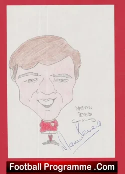 Football Caricature - Martin Peters - Signed Autograph West Ham - football programme