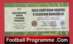 Gala Fairydean Rovers v Glasgow Rangers 2017 – Football Ticket