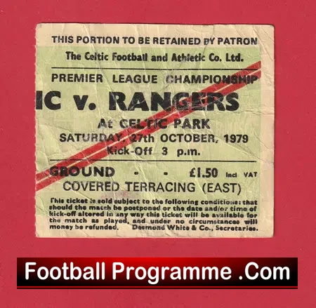 Glasgow Celtic v Glasgow Rangers 1979 – Football Ticket