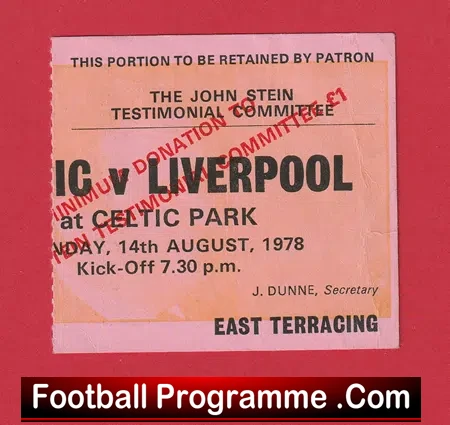 Glasgow Celtic v Liverpool 1978 – Football Ticket 1970’s