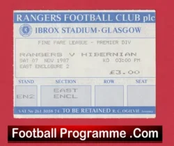 Glasgow Rangers v Hibernian Hibs 1987 – Football Ticket Scotland
