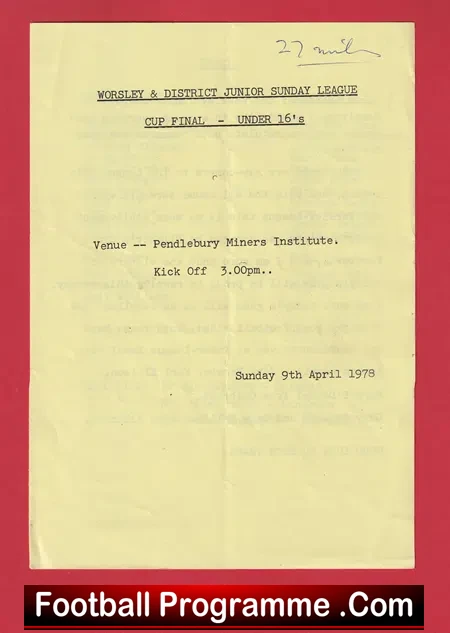 Goldbone United v Alborson 1978 – Worsley Cup Final – Salford