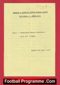 Goldbone United v Alborson 1978 – Worsley Cup Final – Salford