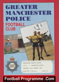 Greater Manchester Police v Ramsbottom United 1993 GMP Football - football programme