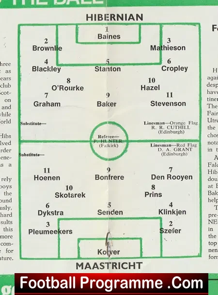 Hibernian Hibs v Maastricht 1971 - Friendly Match Holland Team