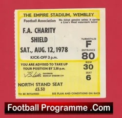 Ipswich Town v Nottingham Forest 1978 – Charity Shield Ticket