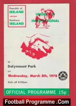 Ireland v Northern Ireland 1978 – Dalymount Park U21