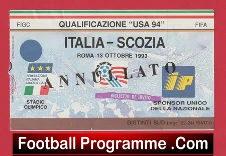 Italy v Scotland 1993 – World Cup Qualifying USA 94