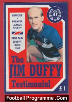 Jim Duffy Testimonial Benefit Match SIGNED + Testimonial Dinner - football programme