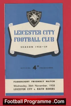Leicester City v Raith Rovers 1958 - 1950s - football programme
