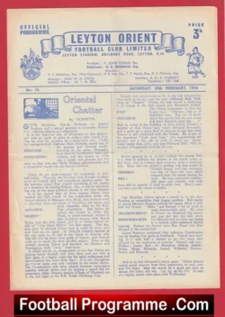 Leyton Orient v Doncaster Rovers 1954 - football programme