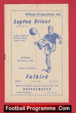 Leyton Orient v Falkirk 1960 - Friandly Game England - football programme