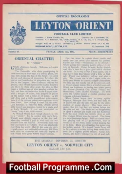 Leyton Orient v Norwich City 1953
