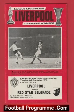 Liverpool v Red Star Belgrade 1973 - European Cup - football programme