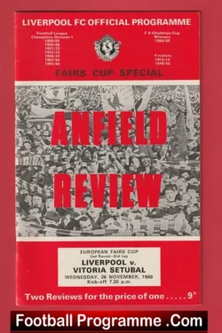 Liverpool v Vitoria Setubal 1969 - European Fairs Cup - football programme