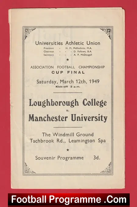 Loughborough College v Manchester University 1949 – Cup Final