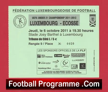 Luxembourg v Scotland 2011 – Ticket U21 Under 21’s Championship