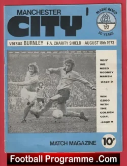 Manchester City v Burnley 1973 - FA Charity Shield - Maine Road - football programme