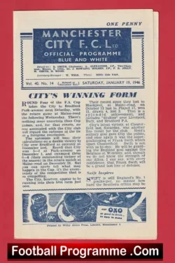 Manchester City v Chesterfield 1946 – Man City 1940s