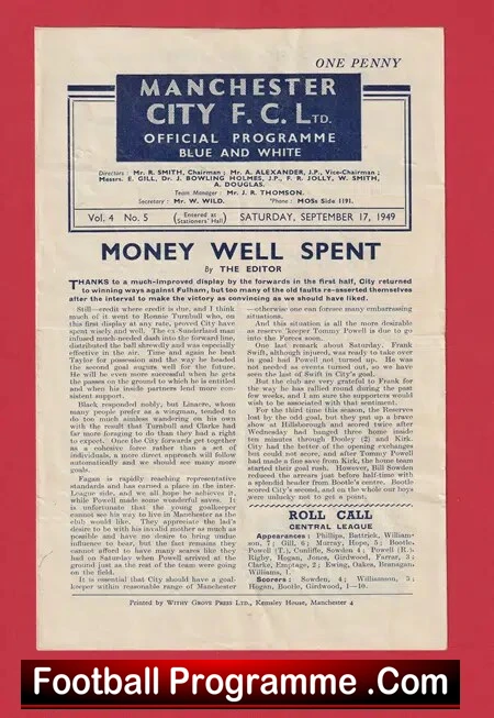 Manchester City v Newcastle United 1949