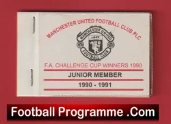 Manchester United League Match Ticket Book LMTB 1990 1991 BUSBY