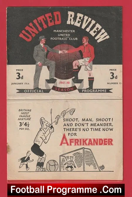 Manchester United v Arsenal 1948 – Man Utd 1940s Programmes