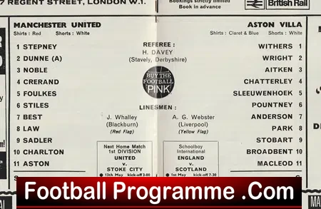 Manchester United v Aston Villa 1967 - Man Utd