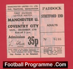 Manchester United v Coventry City 1971 – Football Ticket