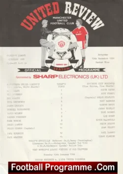 Manchester United v Coventry City 1990 - Reserves D Ferguson - football programme