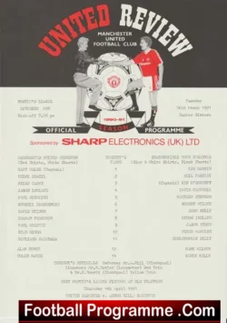 Manchester United v Huddersfield Town 1991 - Reserves Ryan Giggs - football programme