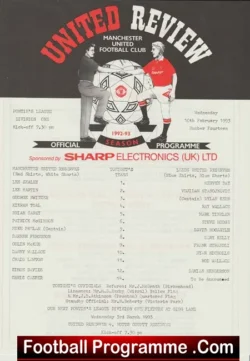 Manchester United v Leeds United 1993 - Reserves Danny Wallace - football programme