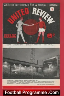 Manchester United v Leicester City 1967 - Man Utd - football programme