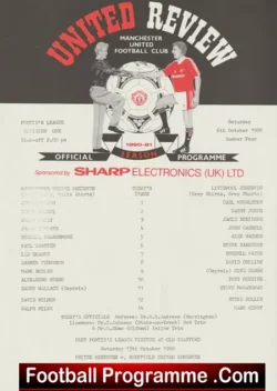 Manchester United v Liverpool 1990 - Reserves Lee Sharpe - football programme