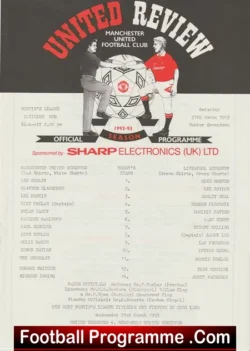 Manchester United v Liverpool 1993 - Reserves - Mike Phelan - football programme