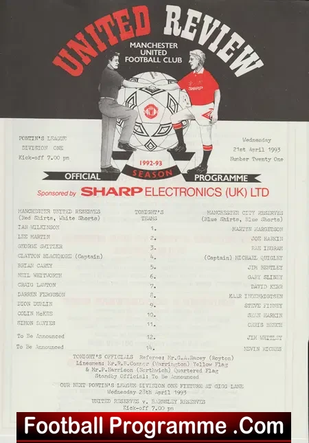 Manchester United v Manchester City 1993 - Reserves Dion Dublin