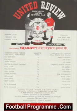Manchester United v Manchester City 1993 - Reserves Dion Dublin - football programme