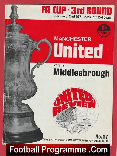 Manchester United v Middlesbrough 1971 – FA  Cup Multi Signed