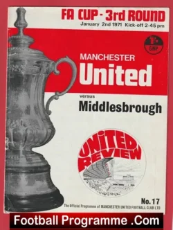 Manchester United v Middlesbrough 1971 – FA  Cup Multi Signed