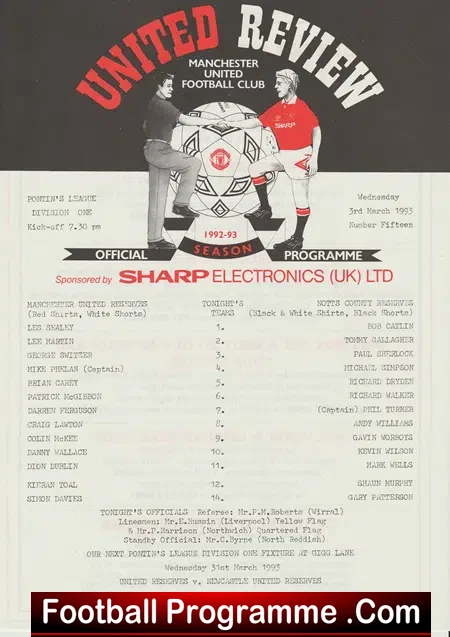 Manchester United v Notts County 1993 – Reserves + Dion Dublin