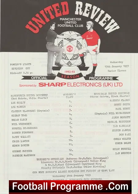 Manchester United v Rotherham United 1993 - Reserves Blackmore