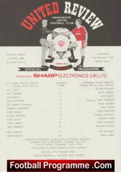 Manchester United v Rotherham United 1990 - Reserves Beardsmore - football programme