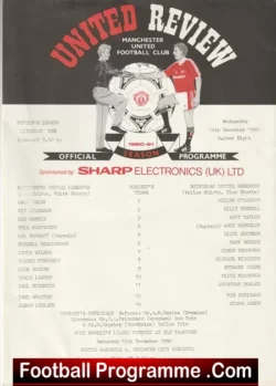 Manchester United v Rotherham United 1990 - Reserves Mark Robins - football programme