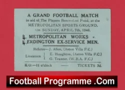 Metropolitan Works v Erdington Ex Service Men 1946 – Ticket