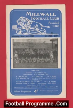 Millwall v Exeter City 1957 - football programme
