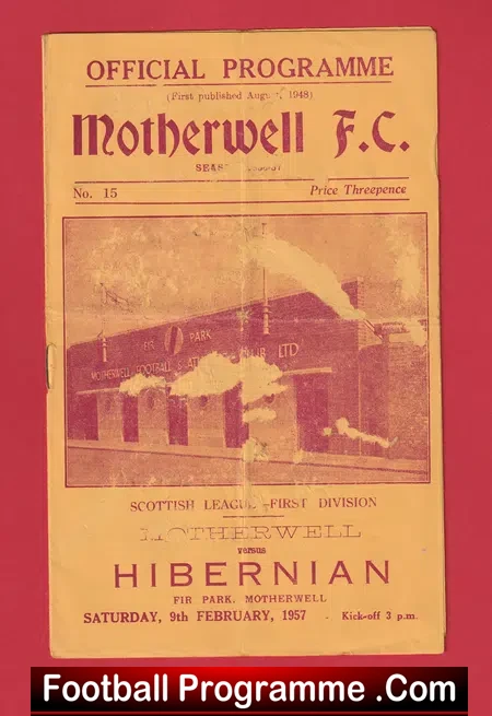 Motherwell v Hibernian Hibs 1957 - Multi Autographed SIGNED
