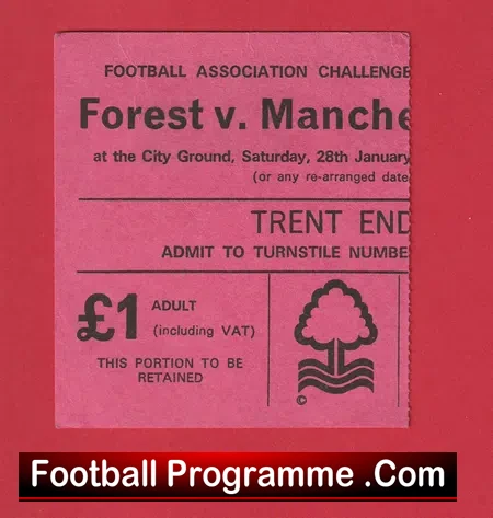 Nottingham Forest v Manchester City 1978 – Ticket Rearranged
