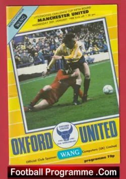 Oxford United v Manchester United 1988 - League Cup Match - football programme