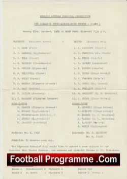 Plymouth v Exeter 1982 – English Schoolboys Trophy